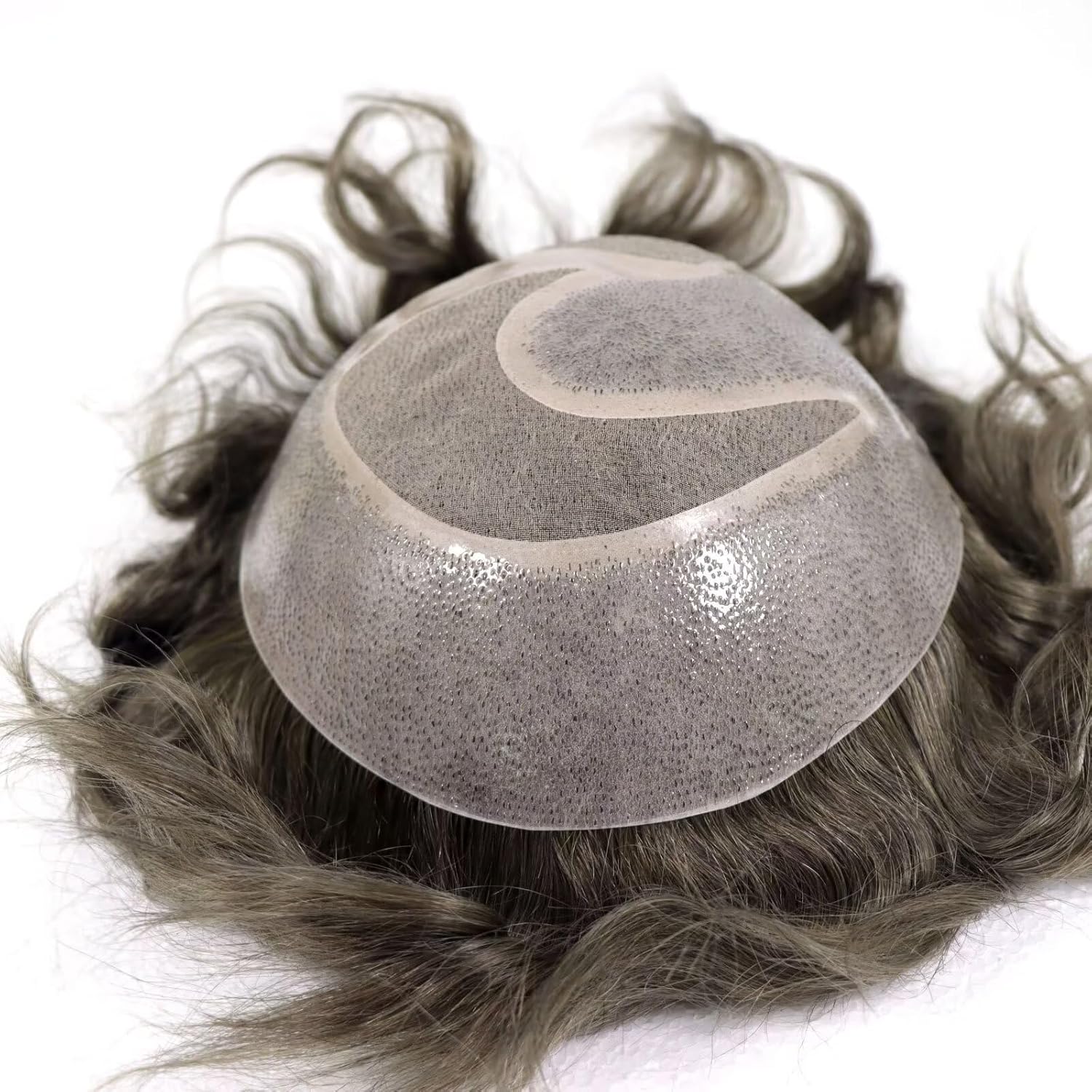 HAPPY&CC Mens Toupee Hair Piece for Men Human Hair System Fine Mono with Pu Skin Base Protesis Capilar Hombre 8x10 Inch Hair Replacement Men's Toupee Wig #7 Lightest Brown