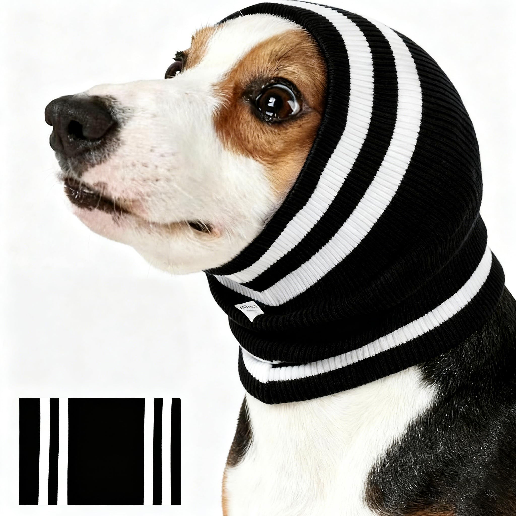 EASY JOY Dog Snood & Ear Protector, Dog Ear Muffs & Cover for Noise Reducing, Anti-Anxiety, Warm Knit Snood for Dogs and Cats Neck Protection, Size M, Black