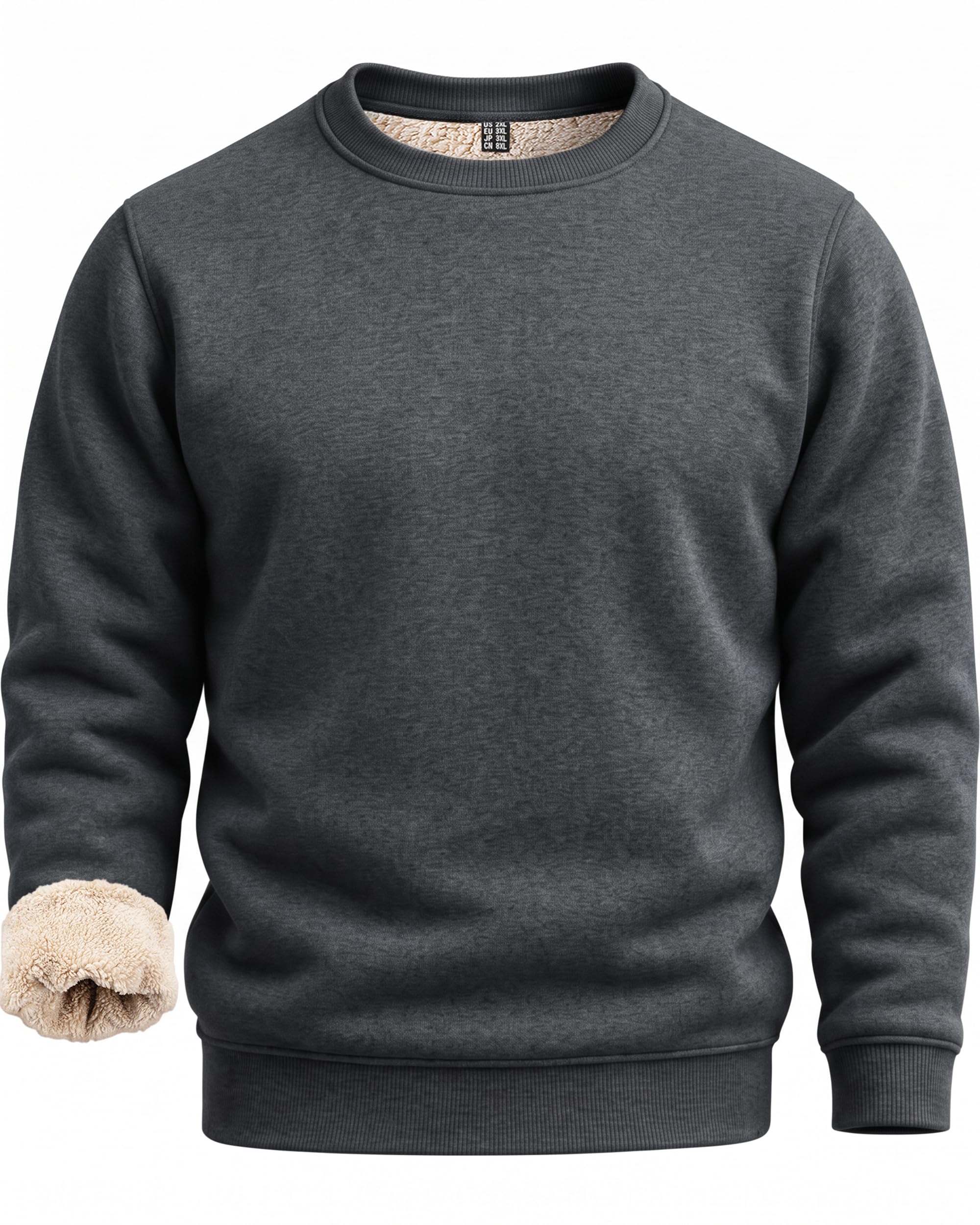 Men's Sweatshirt Sherpa Lined Heavyweight Fleece Pullover
