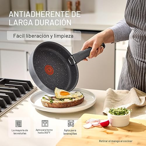 Miniatura 4 de T-fal Ingenio Essentials - Juego de utensilios de cocina con mango desmontableextraíble, 11 piezas, titanio de granito antiadherente, apto para