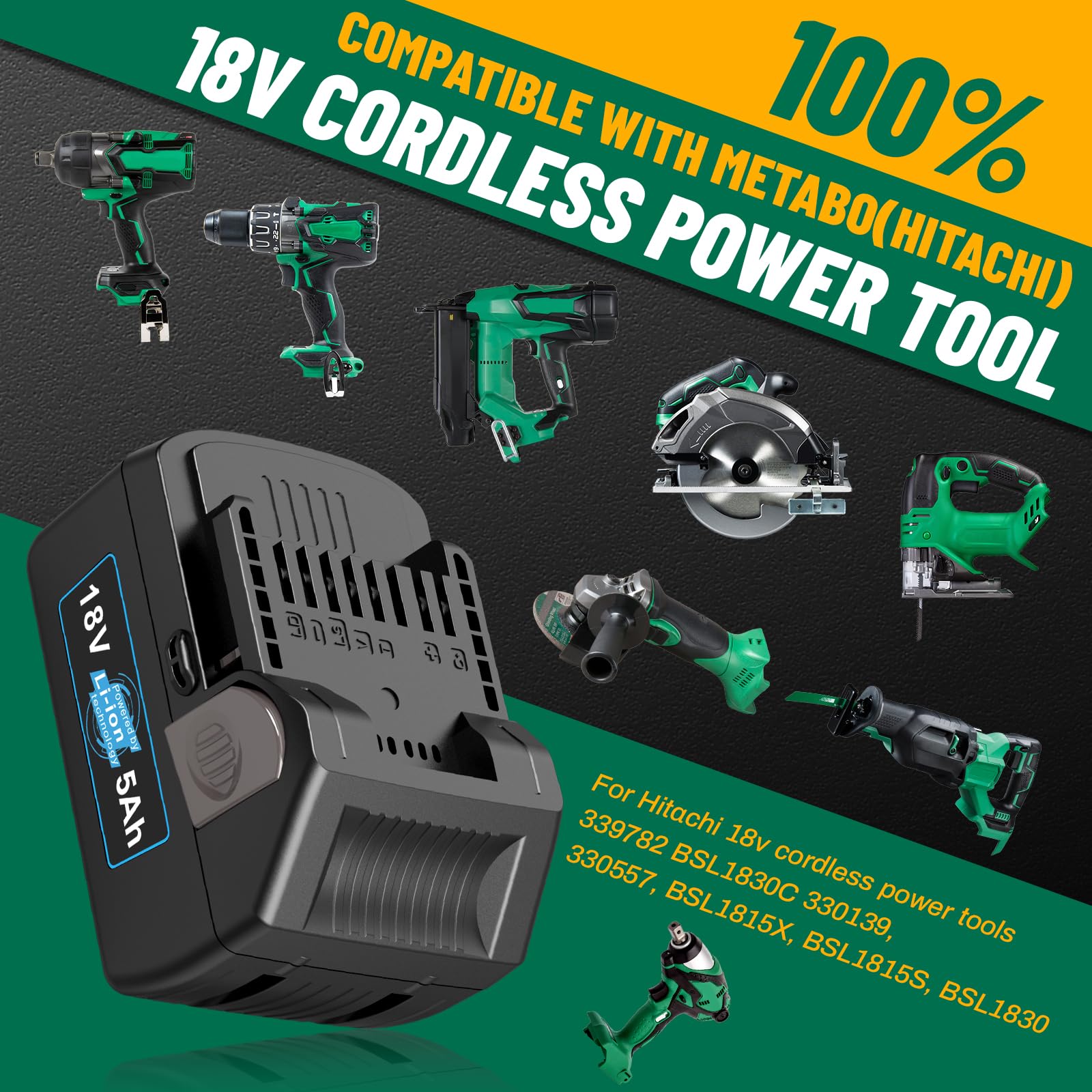 Batteria HITACHI 18V 5000mAh ASUNCELL - Ricambio Per Avvitatori E Utensili - Foto 2