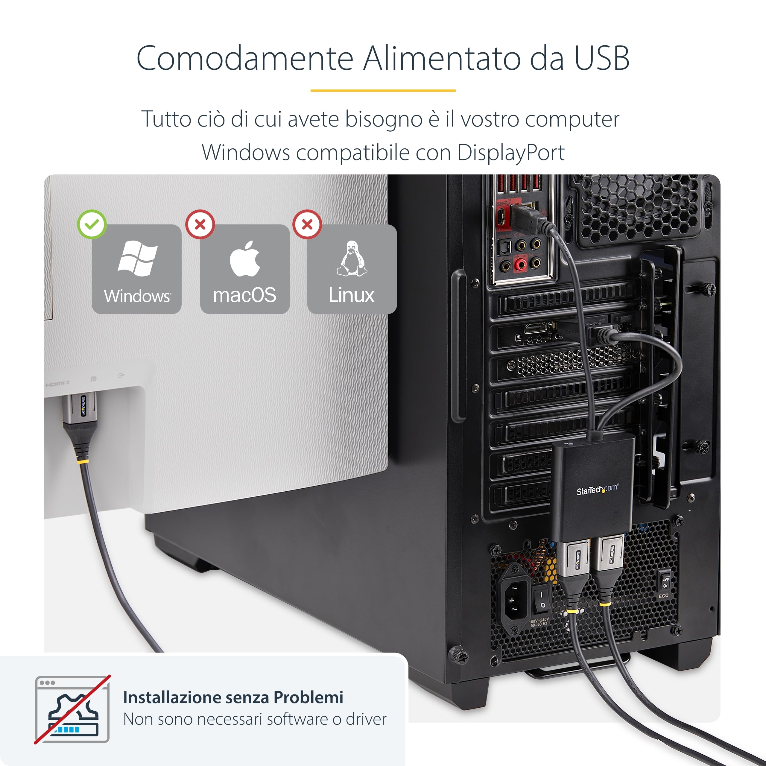 StarTech.com Hub MST DisplayPort a 2 Porte - Adattatore Multi-Monitor DP 1.2 - SdoppiatoreSplitter Video DisplayPort 4K 30Hz o 1080p 60Hz per Doppio Monitor - DP a 2xDP - Solo Windows (MSTDP122DP) | Modalita Desktop Esteso, Solo Windows
