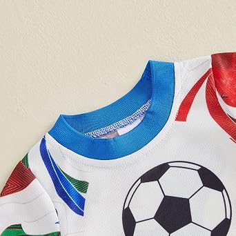 Baby Boy Jersey Romper Short Sleeve Shorts Jumpsuit Soccer Outfit World Cup Infant Newborn Summer Game Day Clothes