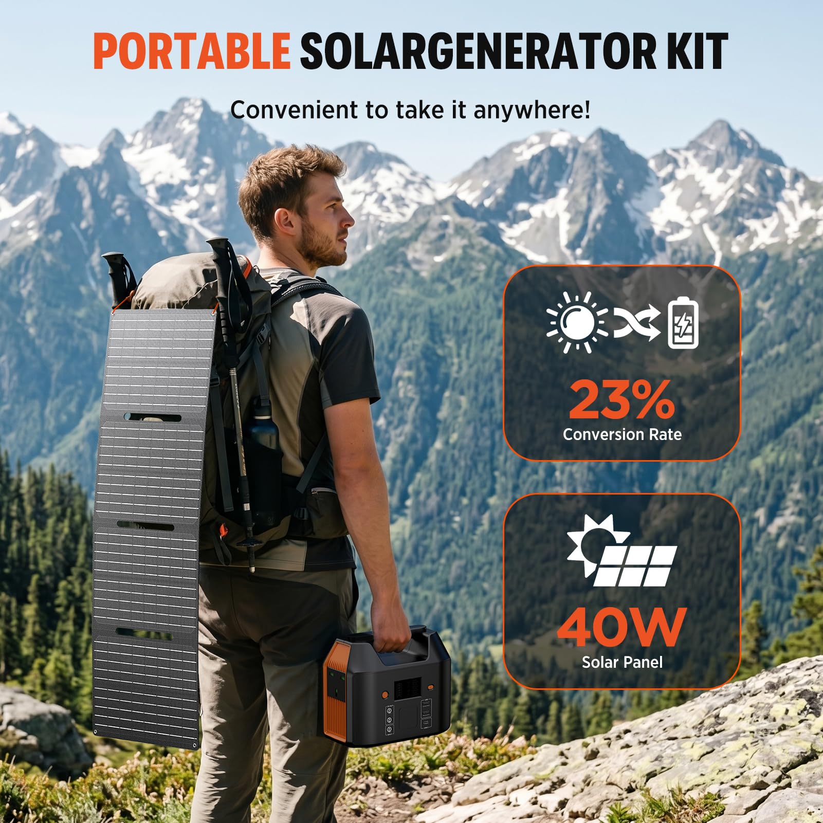 SinKeu Estación de energía portátil, generador solar de 97.68 Wh, batería de respaldo de electricidad de 230 V/150 W salida de CA con panel solar de 40 W para camping, emergencia, fuera de la red, al