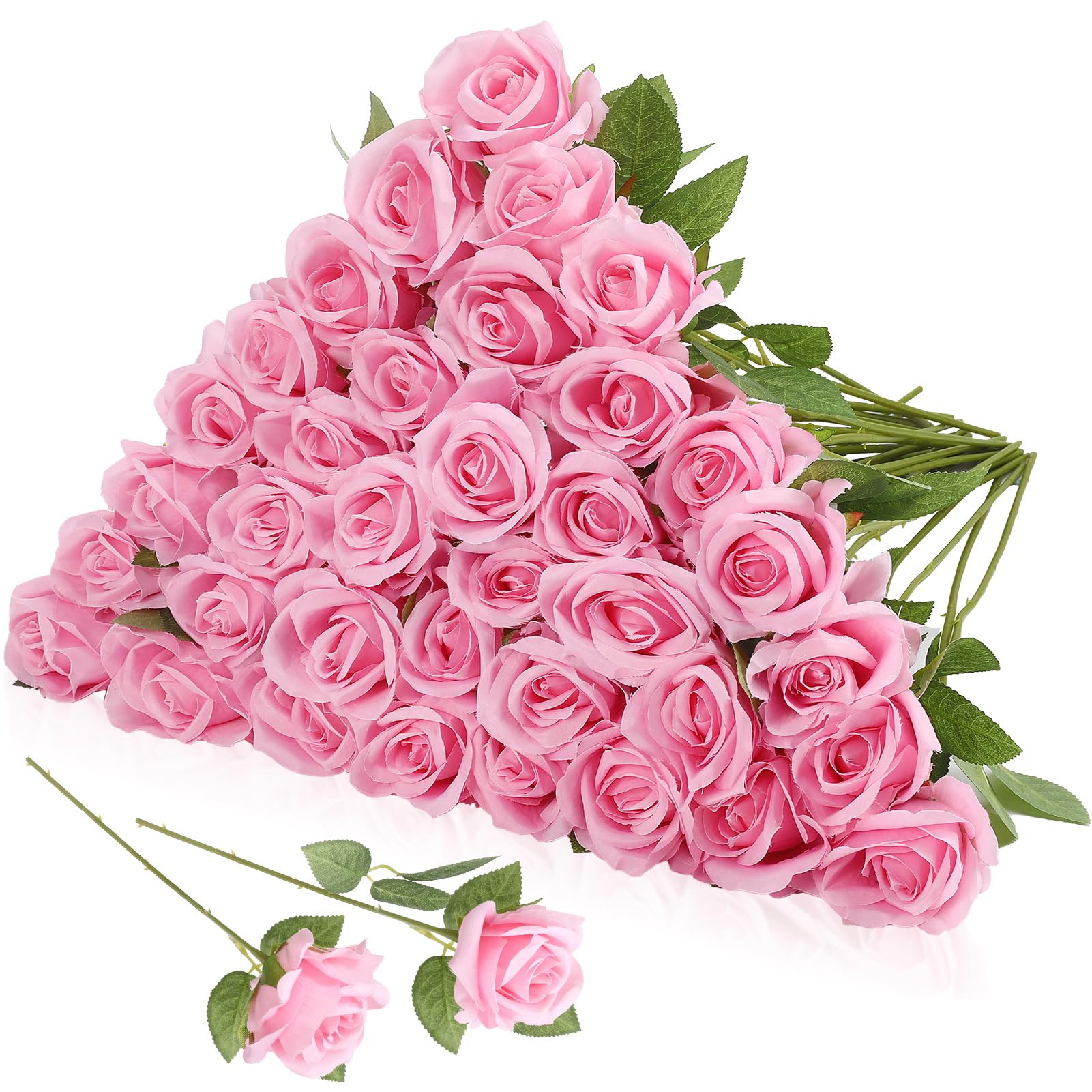 Hoemwarm 36-Piece Silk Pink Roses Bouquet