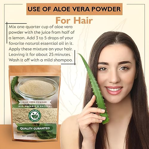 Miniatura 4 de Aloe Vera Powder  Aloe barbadensis  Cuidado del cabello, cuidado de la piel y remedios naturales (17.7 OZ  500 gm)