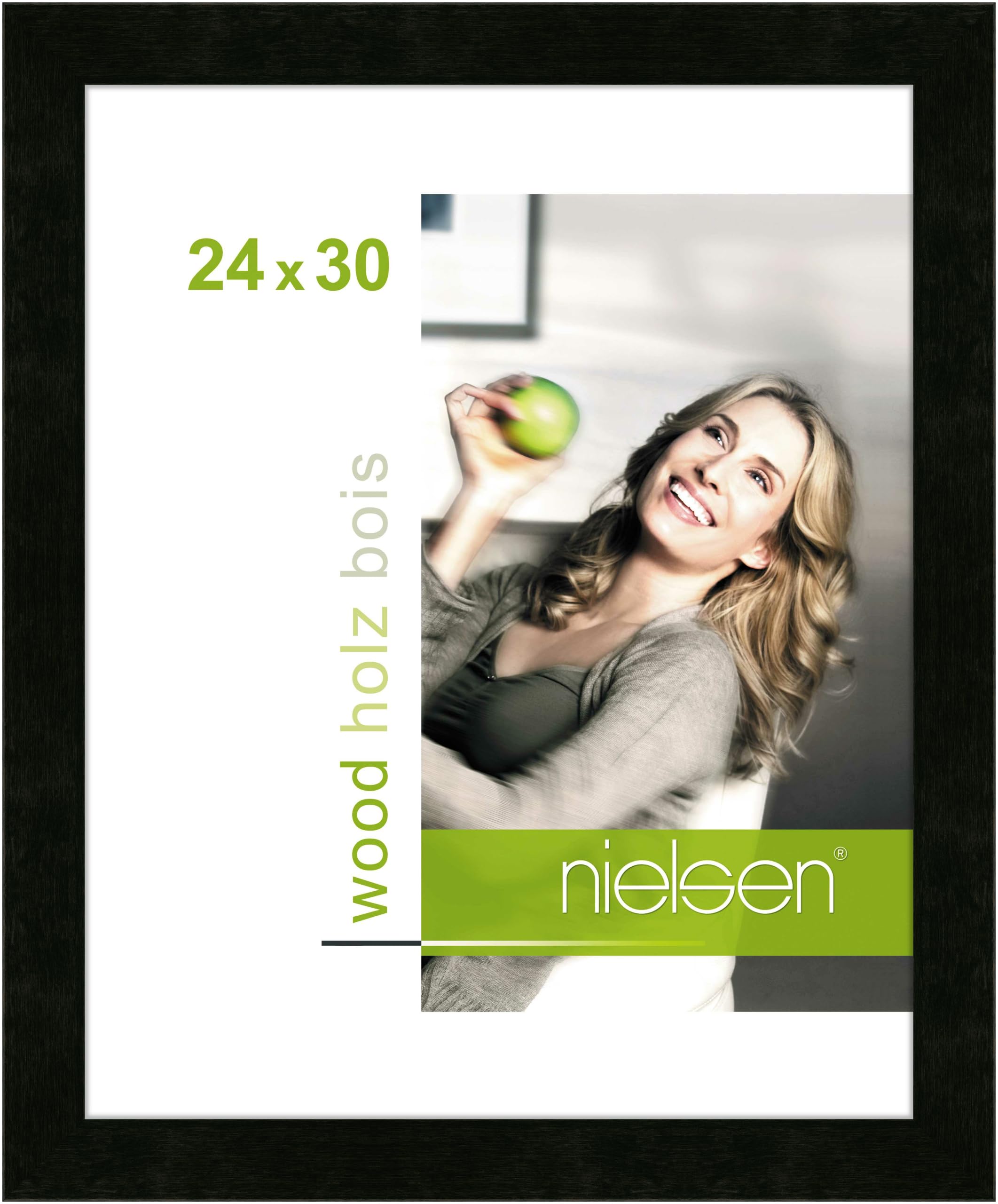 Nielsen Black Essential Wooden Picture Frame - 24X30cm - With Float Glass And Easy Push-Turn Clips