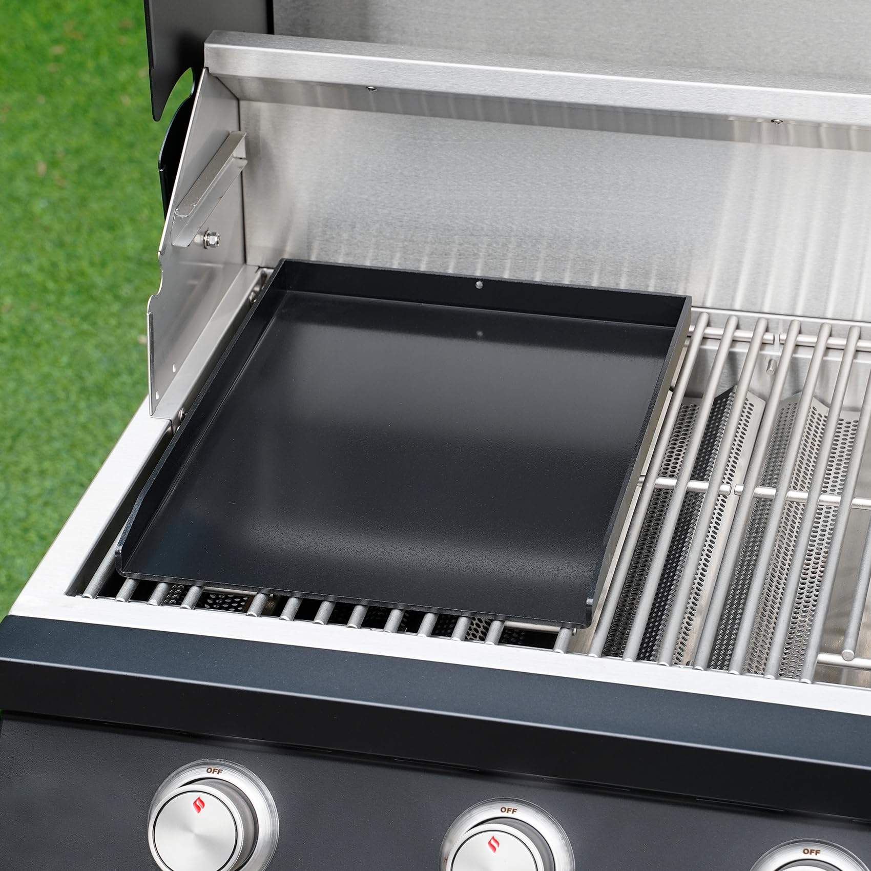 Onlyfire Piastra per barbecue in Rivestimento Antiaderente in Ceramica, Plancha Universale per per Griglie a Gas e a Carbonella, 40×30×3 cm