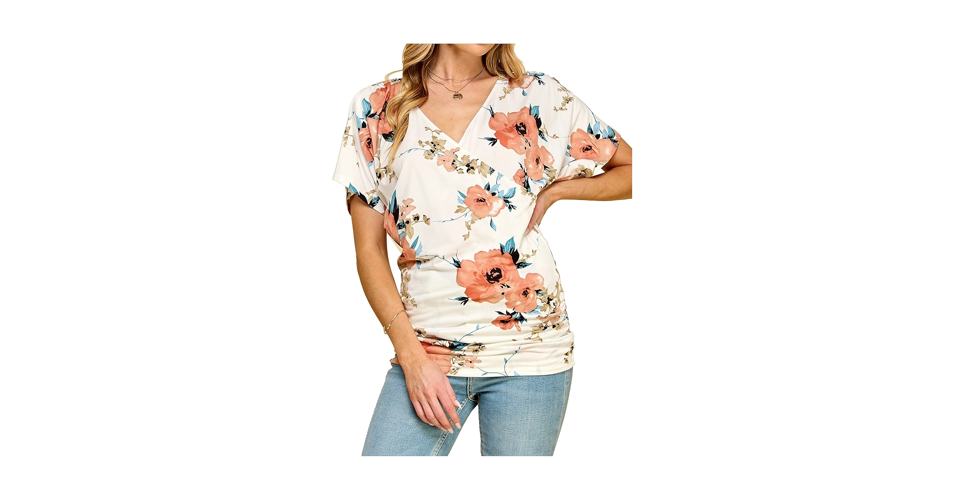 Made By Johnny MBJ WT1118 Womens V Neck Short Sleeve Wrap