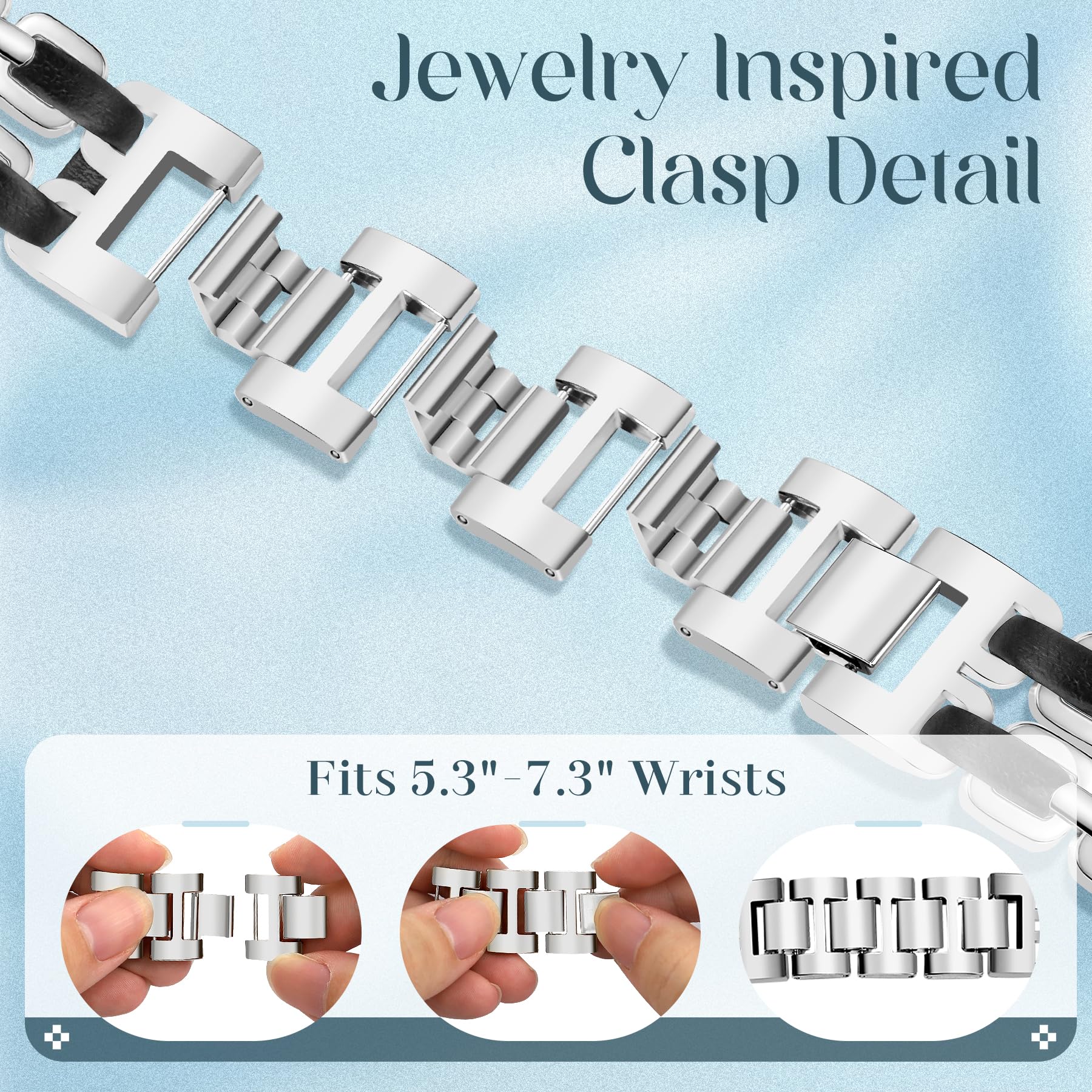 JR.DM Bracelet en argent pour femme pour Apple Watch 38/40/41/42 mm (S10/11