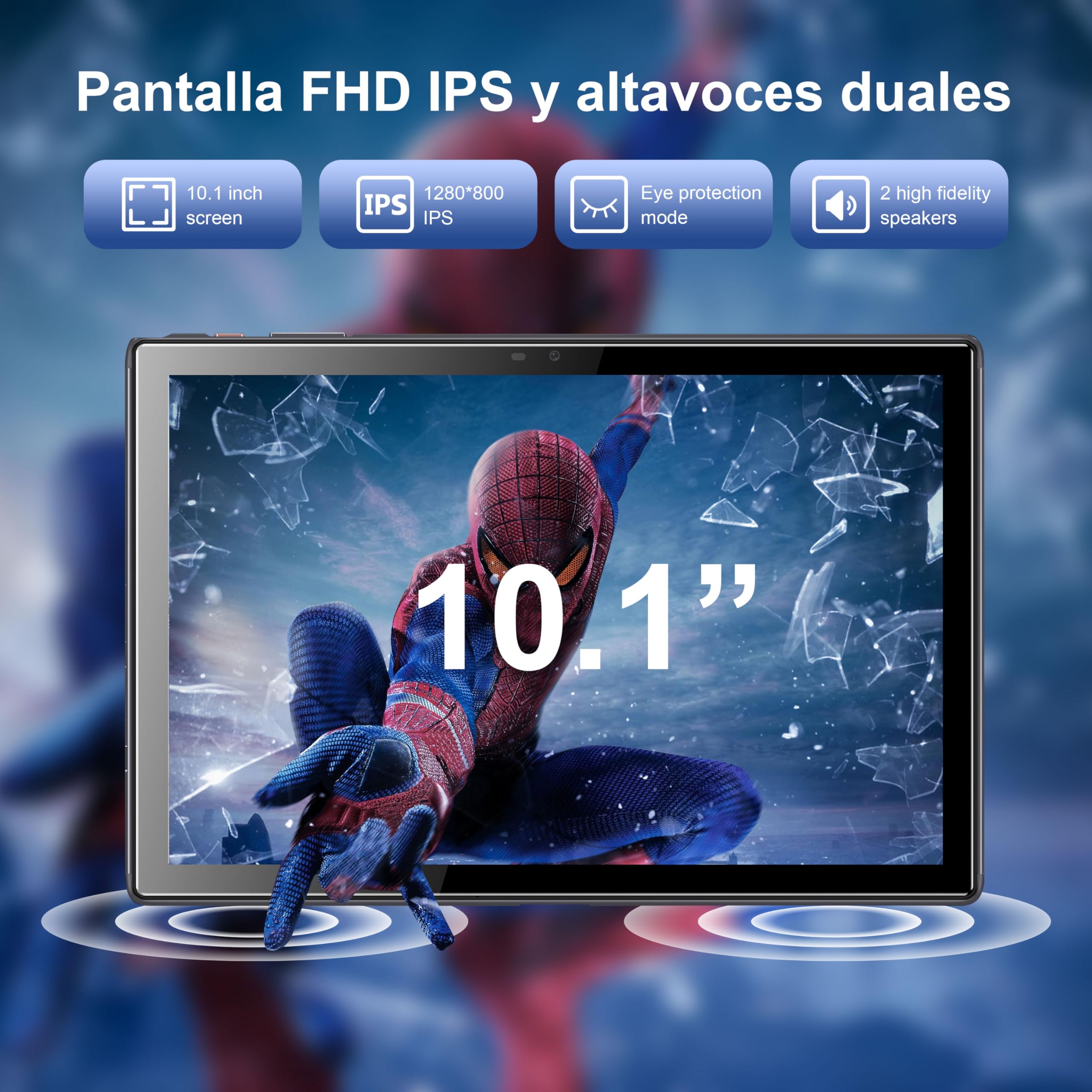 Smartpad A40 Tablet 10.1 Pulgadas Android 14 Tablets con Funda, 6+64GB ROM Procesador Quad-Core 5000mAh Batería, 1280x800 IPS HD Pantalla Táctil 5MP+8MP Cámara, Bluetooth, WiFi Tablets