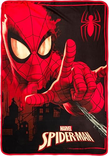 Silver Buffalo Marvel Universe Spidey Close Up Web Shooter - Manta de forro polar de 45 x 60 pulgadas