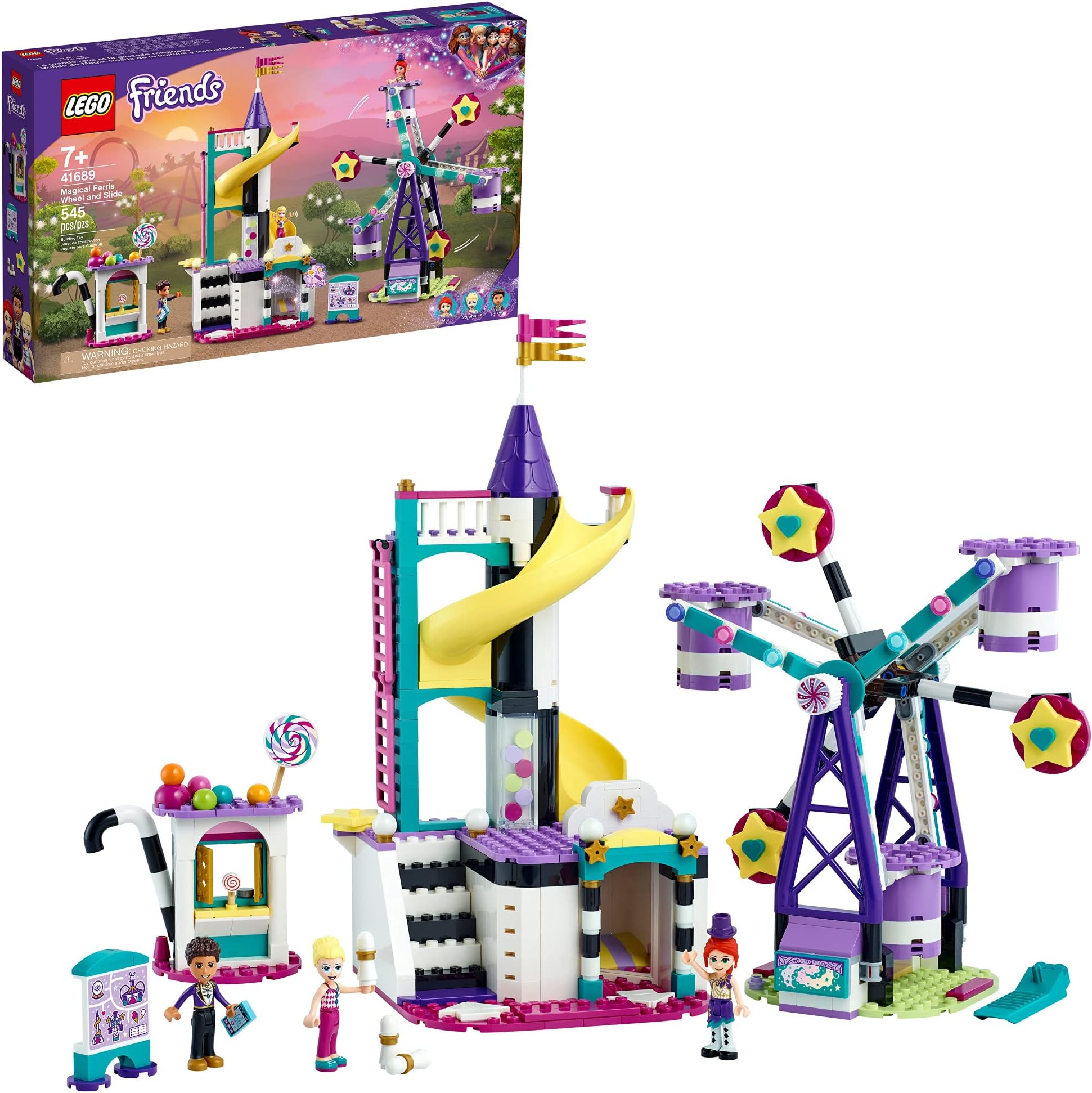 Friends Magical Ferris Wheel and Slide 41689 Building Kit for Kids Theme Park with 3 Mini-Dolls; New 2021 (545 Pieces)