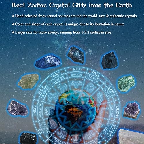 Miniatura 4 de Juego de cristales de Tauro y piedras curativas del zodiaco, regalos de Tauro 14 en 1 para mujeres, dijes de piedra natal de chakra, juego de