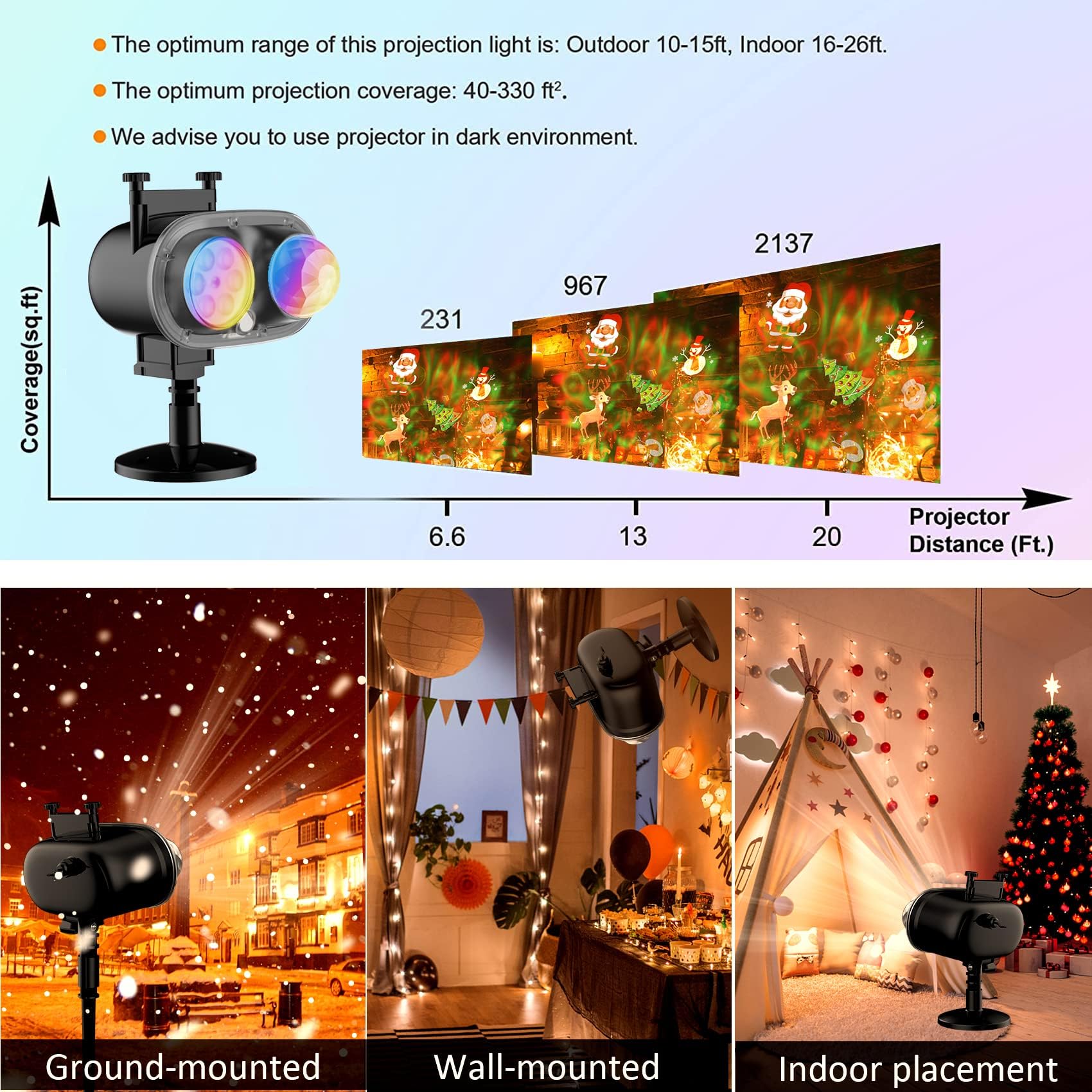 Projektor Weihnachten, Weihnachten Halloween or Lichter Outdoor 3D Welle & 16 Muster Wasserdicht or for Indoor Halloween Urlaub(Ripple Without Laser)