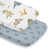 Vista 8 de Sweet Jojo Designs Acuarela Dinosaurio Dino Boy Sábana bajera para cuna para bebé, cuarto de bebé, habitación de recién nacido, portátil, paquete