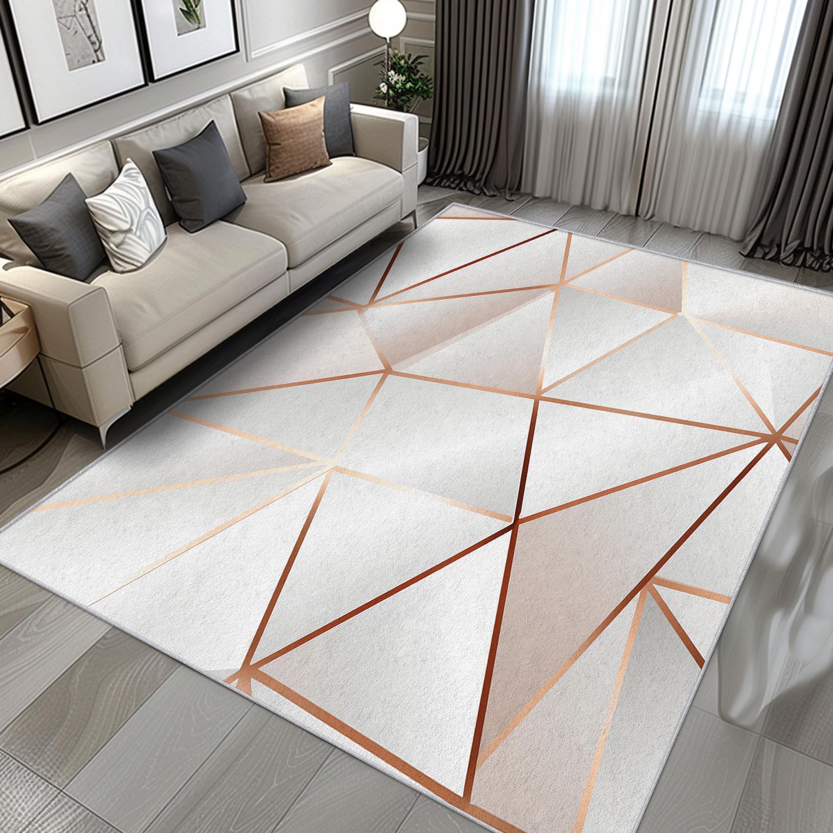 Tapis de salon géométrique 180x240 cm moderne moquette poils courts antidérapante