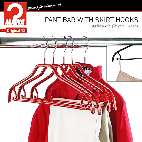 Miniatura 3 de MAWA by Reston Lloyd Silhouette Series - Percha antideslizante para ahorrar espacio con barra y gancho para pantalones y faldas, estilo 41FRS, juego