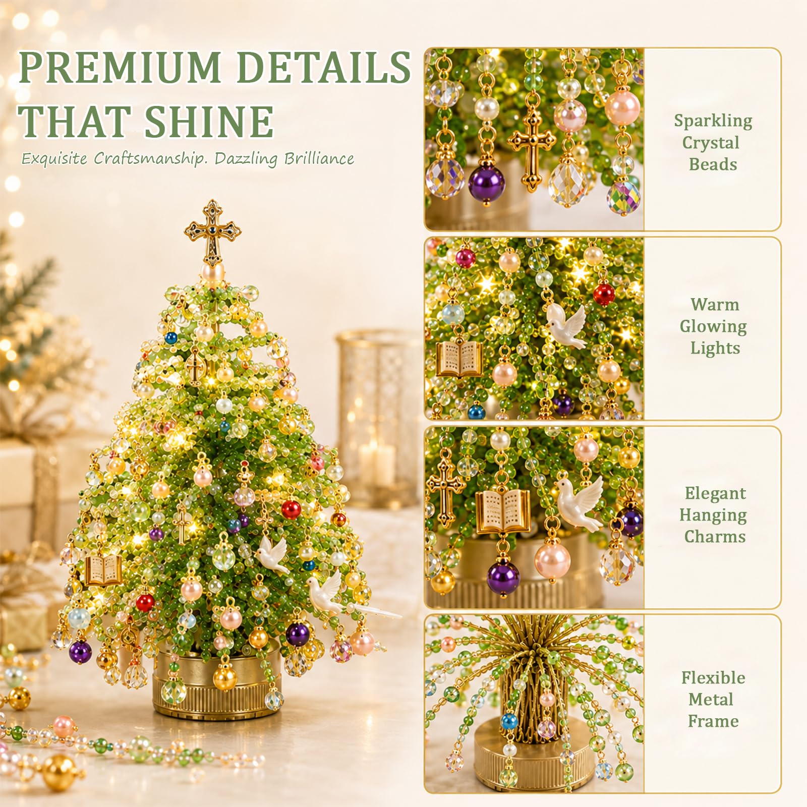 Kit albero di Natale con perline fai-da-te Albero da tavolo