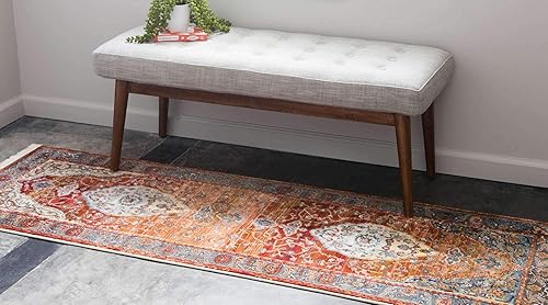 Miniatura 2 de Unique Loom Baracoa Collection - Alfombra Miramar (2 pies 7 pulgadas x 10 pies, rojo óxidoazul)