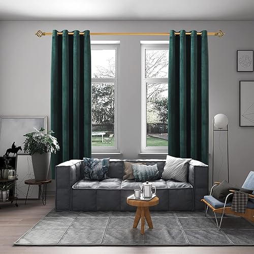Miniatura 2 de MeZQ Cortinas opacas de terciopelo verde de lujo súper suaves de 96 pulgadas, para oscurecer la habitación, con ojales y aislamiento térmico para