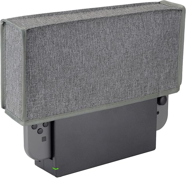 playvital Gray Nylon Dust Cover, Soft Neat Lining Dust Guard, Anti Scratch Waterproof Cover Sleeve for Nintendo Switch & Switch OLED Charging Dock