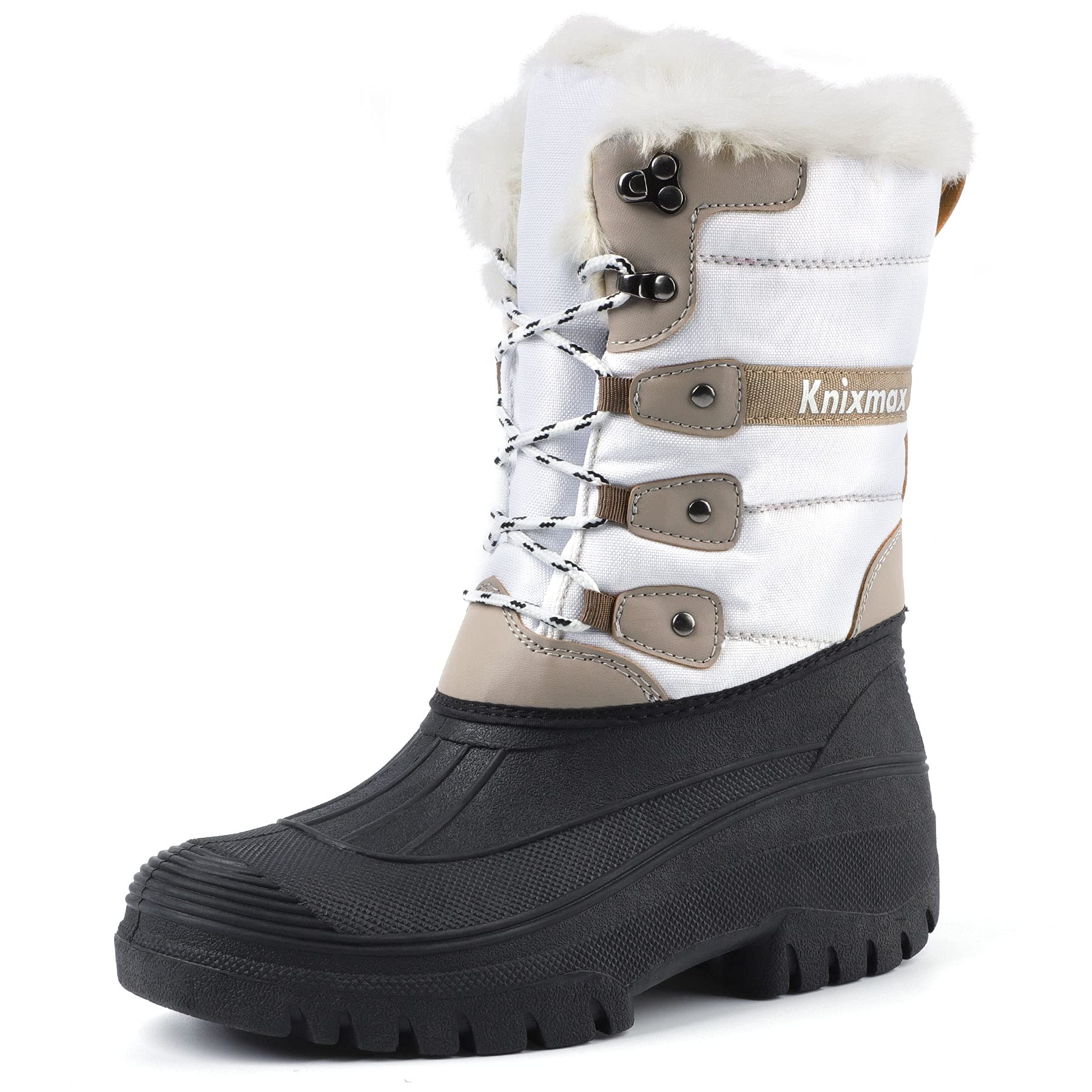 Knixmax Stivali da Neve per Donna e Uomo Stivali Invernali Foderati in Pelliccia Suole Impermeabili Scarpe Calde Stringati per Giardino, Fattoria e Outdoor