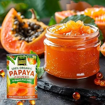 Native Forest Organic Papaya Chunks in Fruit Juice - Papaya Can, Canned Organic Fruit, For Smoothies and Fruit Salad, Non-GMO, Vegan - 14 Ounce (Pack of 6)