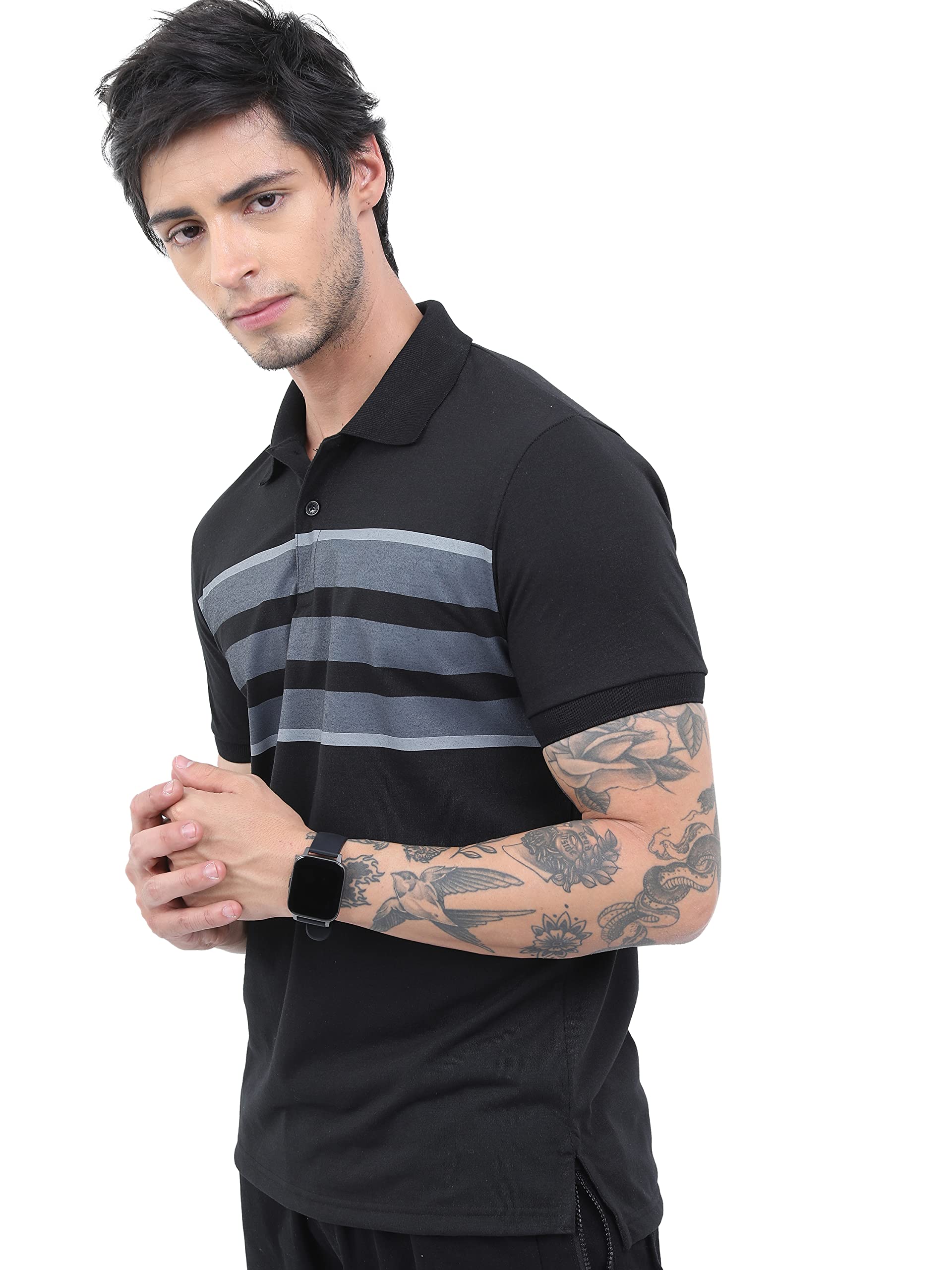 Ketch Men's Polyester Slim Fit Slim Stright Fit Half Sleeve T-Shirt in neutral