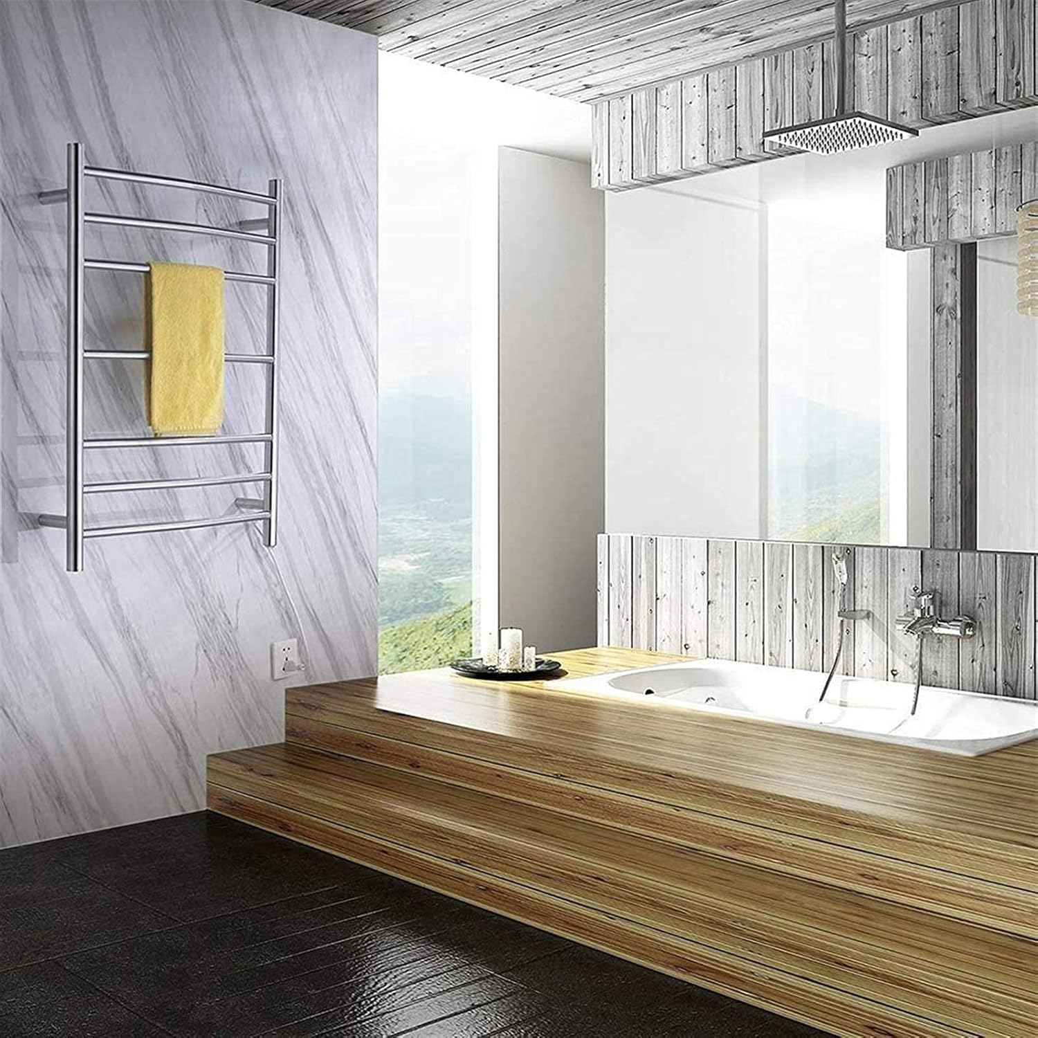 Heated Towel Rail Rails Electric Towel Warmer Towel Warmer Wall Mounted Towel Warmer Stainless Steel Electric Towel Rack Let You Not Feel The Wet and Cold of Towel (Color : Plu