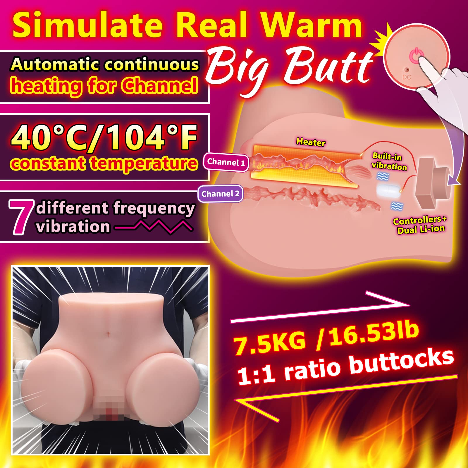 Automatic Sex Dolls Life Size Heating 16.5 LB Male Masturbator Realistic  Female Butt 7 Vibration for Men Sex Pleasur Warm Ass Adult Sex Toy :  Amazon.ca: Health & Personal Care