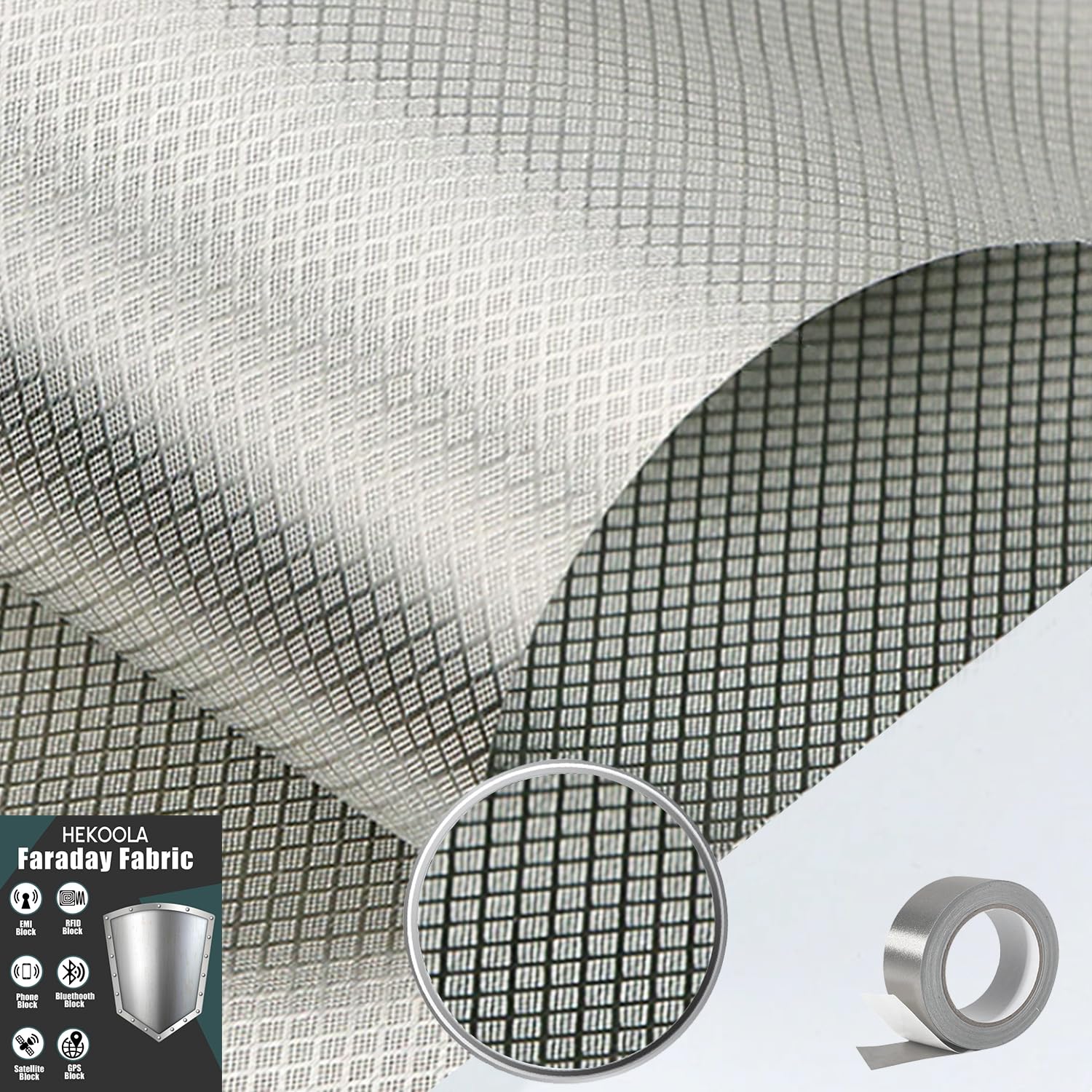 Faraday Fabric EMP Shielding, EMP Blanket for WiFi, Cell, RFID Protection with Faraday Tape (43.3" X 78.7",Silver)