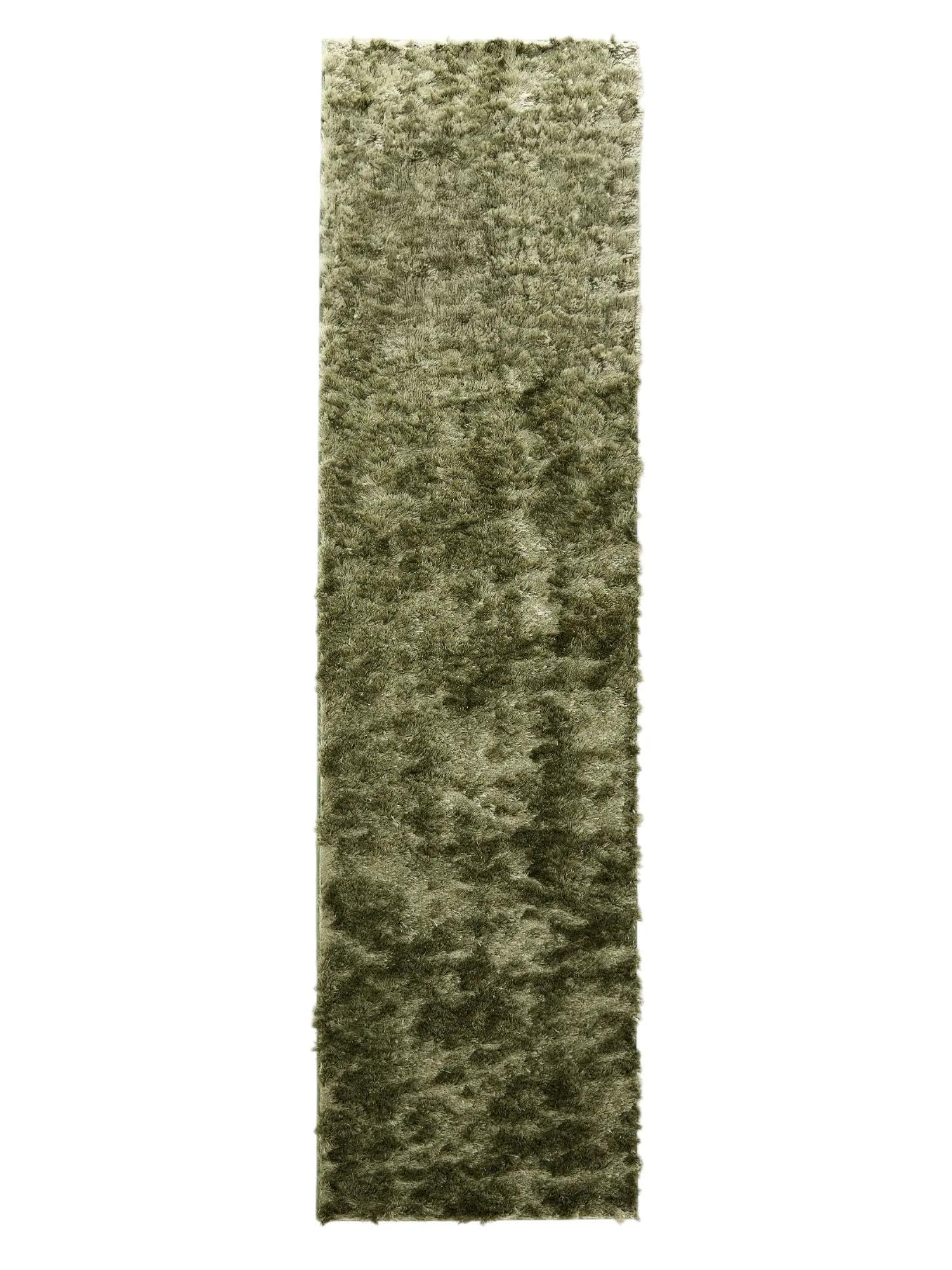 benuta Nest Hochflorteppich Whisper - Grün 80x300 cm - Kuschelig Weicher Teppich für Schlaf- und Wohnzimmer - Pflegeleicht - Fußbodenheizung Geeignet