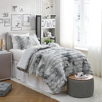 طقم لحاف مزدوج كبير الحجم على شكل أرنب سميك ومحفز للغيبوبة - رمادي موسمي
