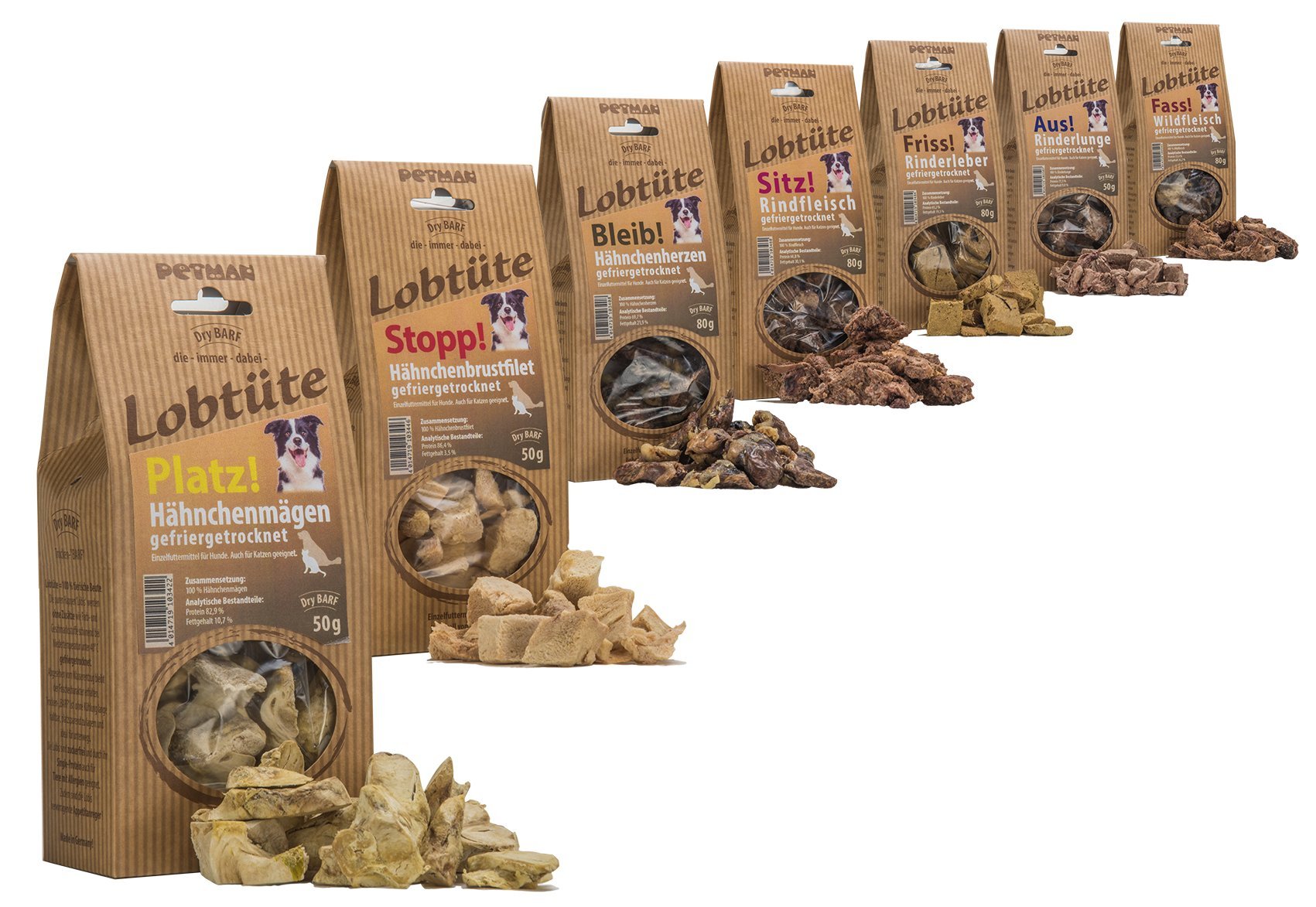 Lobtüte - Dry BARF, Leckerli, Belohnung, Naturkausnack (Petman Lobtüte AUS! Rinderlunge, 50g)