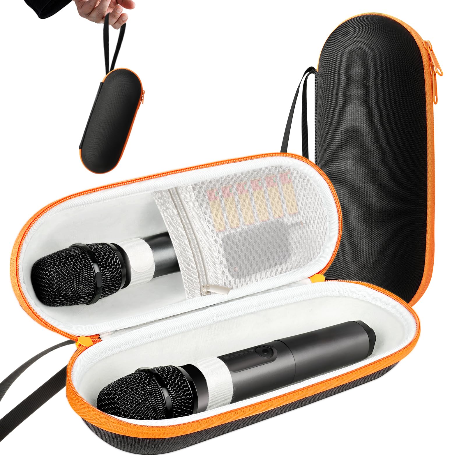 sarlar Case Compatible with JBL Wireless Two Microphone System, Up To 9“ x 3” will fit. Handheld Dual Mic Travel Bag for Singing or Karaoke for