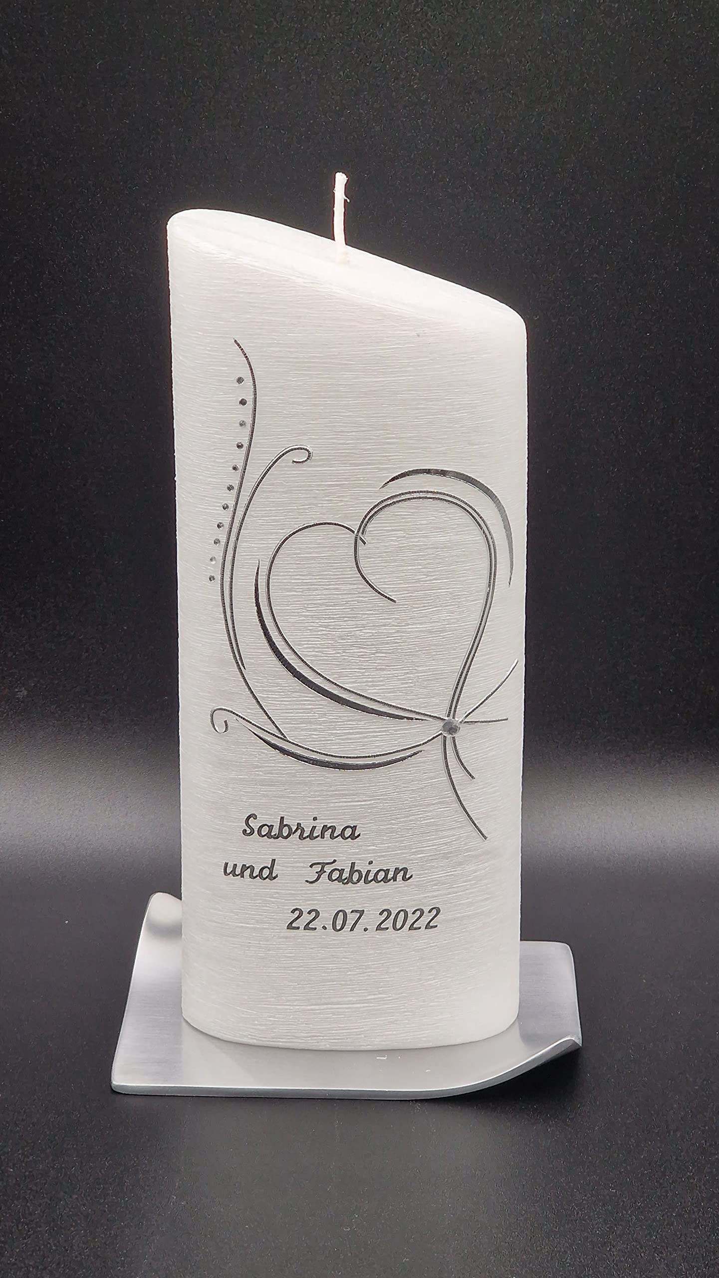 EXKLUSIVE HOCHZEITSKERZE - in Sonderform ; inkl. Beschriftung ! EH 27