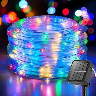 ANJAYLIA 33FT 100 LED Solar Rope Lights Outdoor Waterproof, Solar Powered Rope String Lights with 8 Modes for Outdoor, Pat...