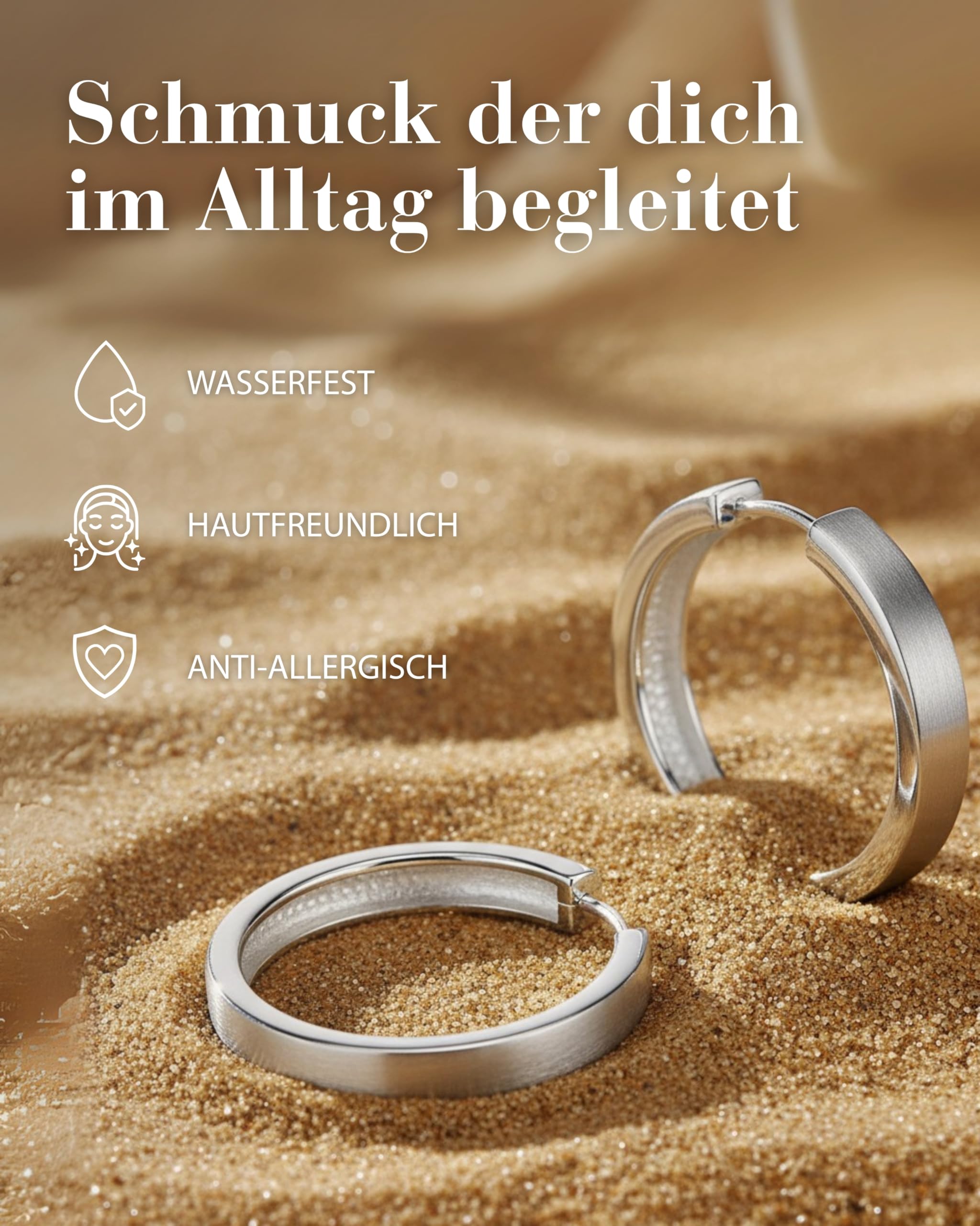 Vinani Damen Ohrringe 925 Silber - Klapp-Creolen groß mattiert glänzend - Ohrringe aus 925 Sterling Silber für Frauen - CSC