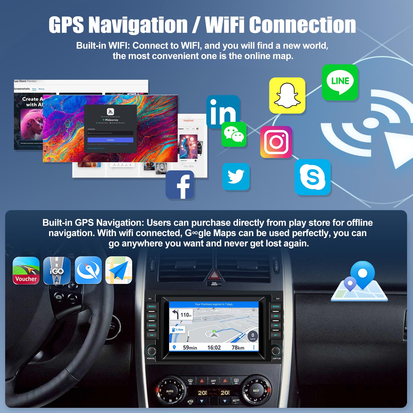 2G+64G Android 13 Autoradio Mit Bildschirm 7 Zoll für Mercedes-Benz A-Klasse W169/B-Klasse W245/Viano/Vito W639/Sprinter W906 Doppel Din Radio Carplay Android Auto mit WiFi/GPS/Bluetooth/FM RDS/EQ/SWC