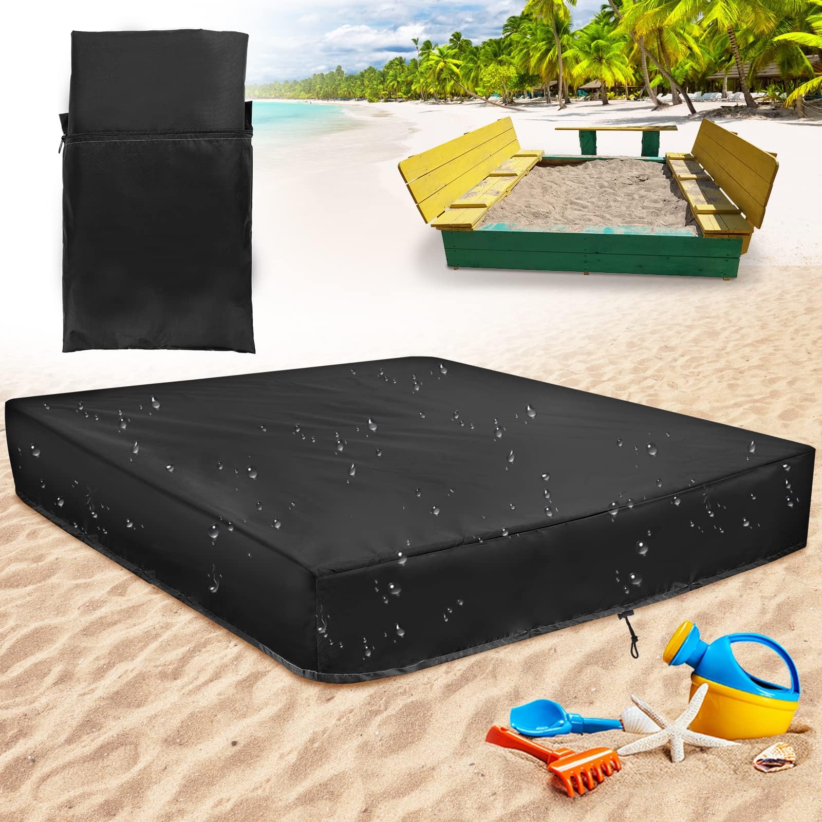 Funda Impermeable Para Arenero FORMIZON – 150 X 150 Cm – Tela Oxford 250D Con Cordón Y Bolsa De Almacenamiento