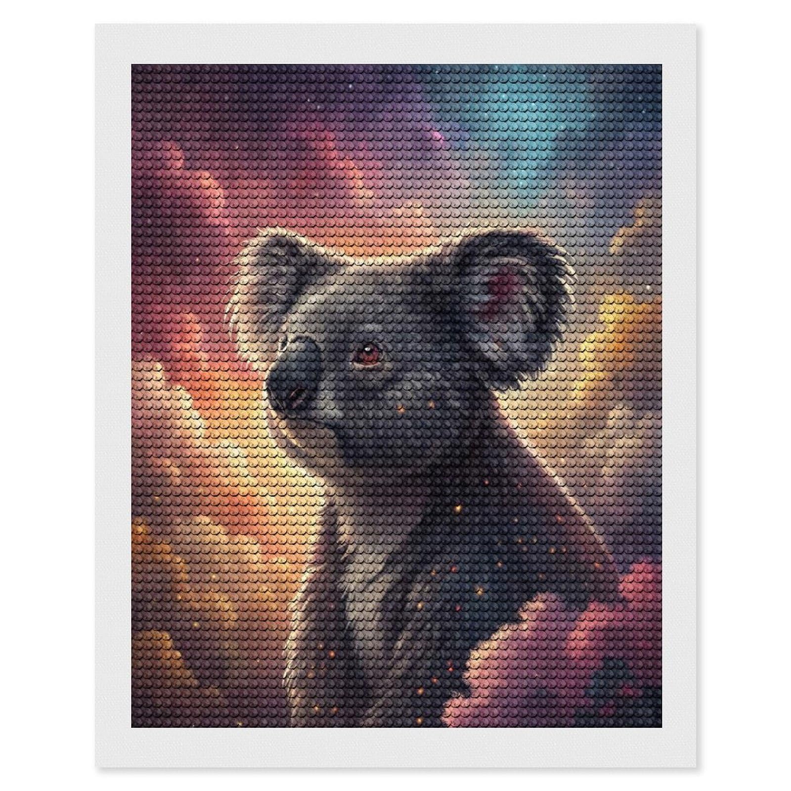 Junmoney Koala in A Cosmic Dreamscape Diamond Painting Canvas Kit 16"x20", Leisure Activity, Aesthetic Room Decor, with Tool Kit, DIY, Gift