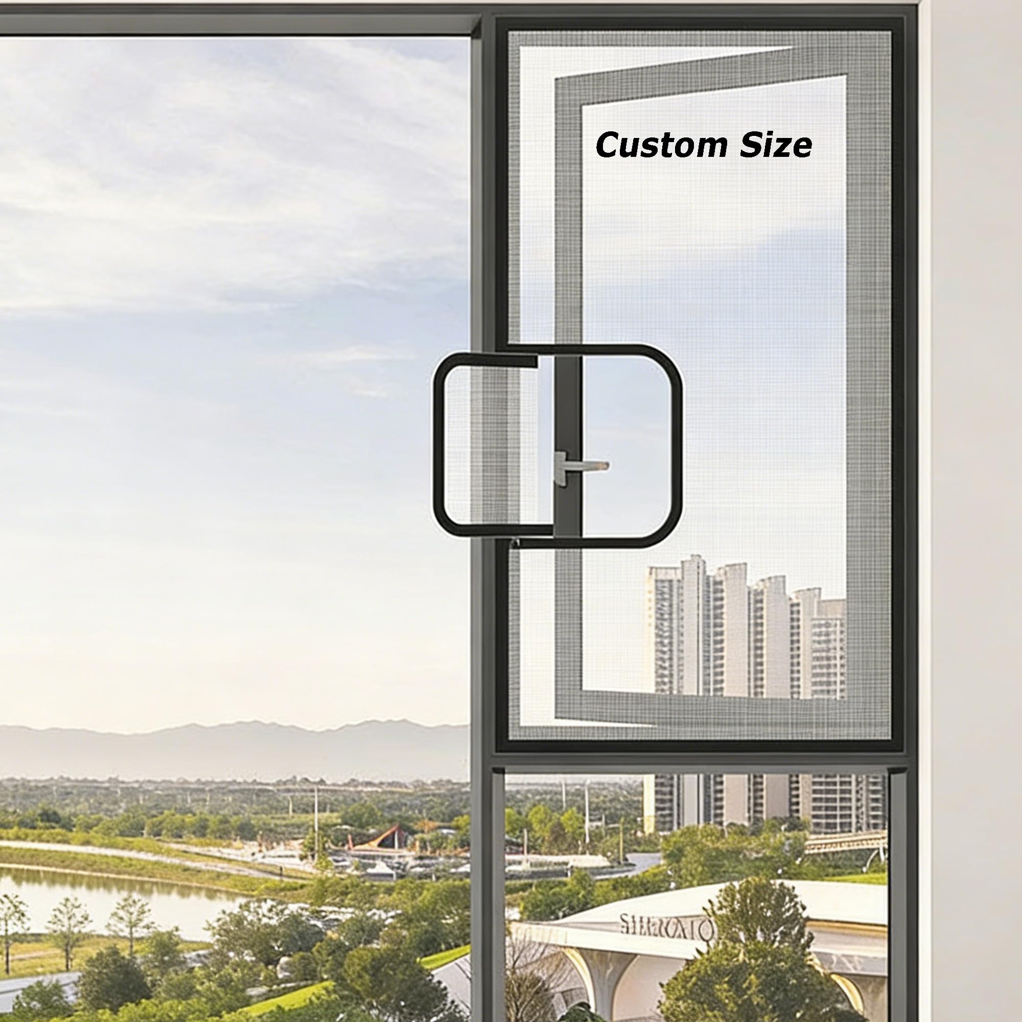 Duoleh White Sticky Tape, White Mesh Custom Size Cat Safety Net Window Screen With Zipper, Self-Adhesive Pets Protection Guard Mesh, Fly Screen Mosquito Curtain For Balcony, No Drilling Need