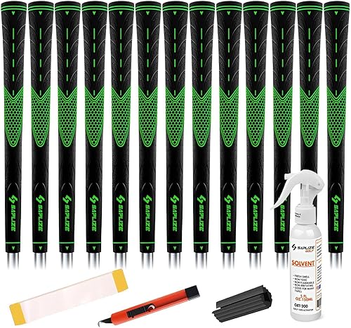 SAPLIZE Juego de 13 agarres de golf, paquete con cinta o kit de regripping completo, Jumbo  Mid  Standard  Undersize, para mujeres y hombres, agarre