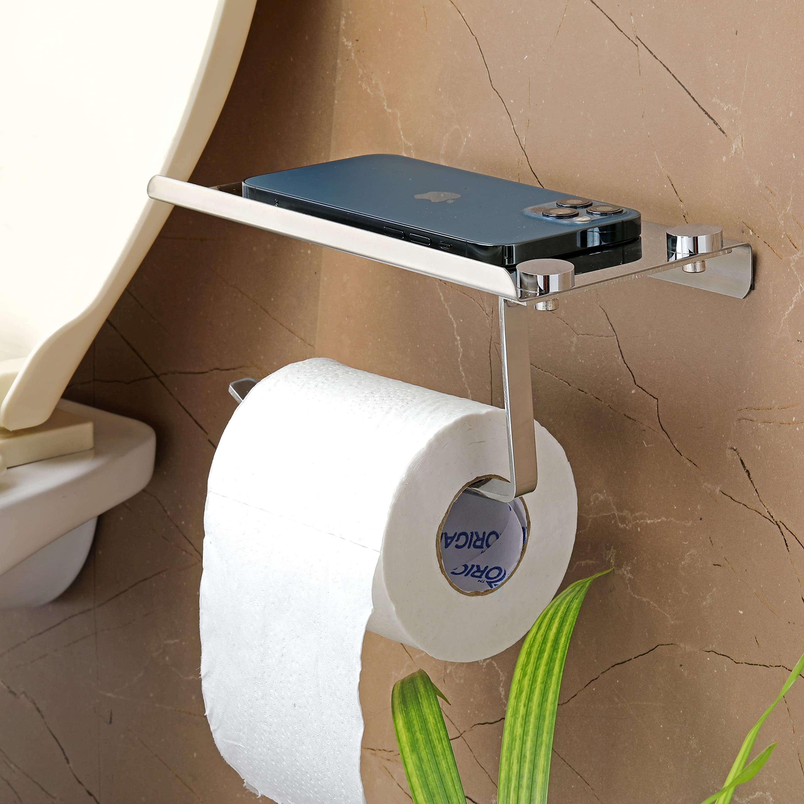FORTUNE Stainless Steel Toilet Paper Napkin Holder with Mobile Phone Stand - Bathroom Accessories (Chrome Finish) - Pack of (2) (B09KLZNXJL) Amazon Price History, Amazon Price Tracker