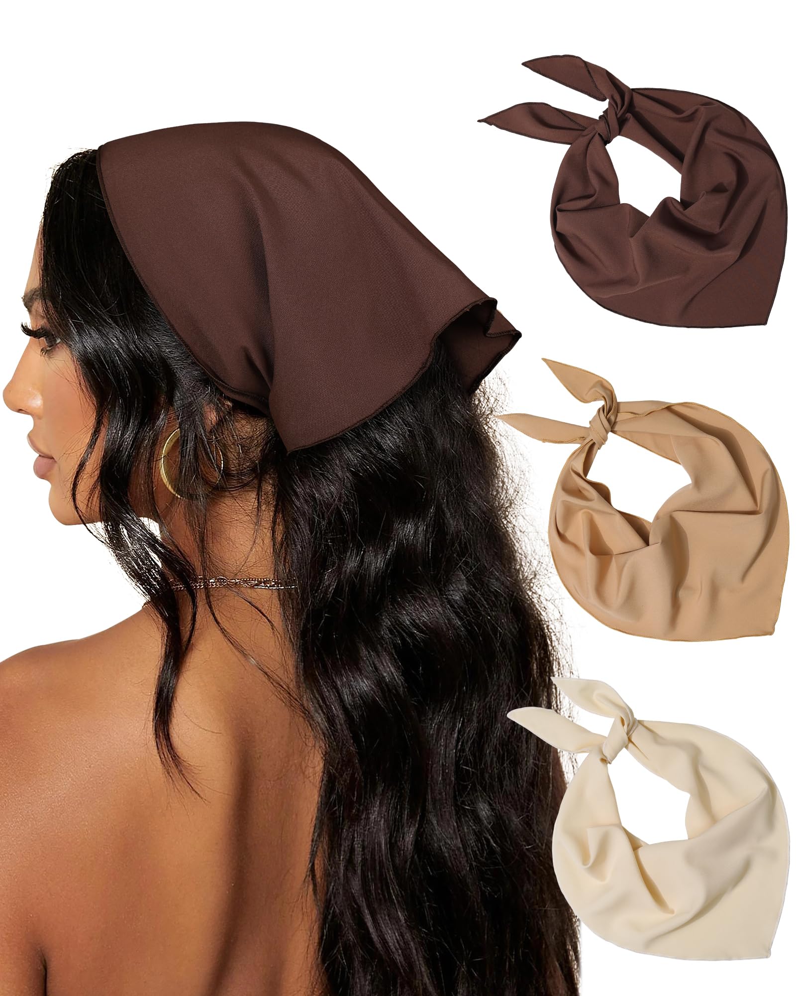 AWAYTR 3Pcs Hair Bandanas Tie-Back Boho Hair Scarf
