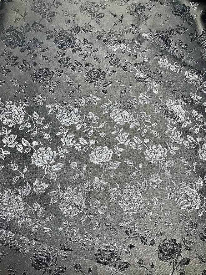 Valentina Textile's Inc Rose Jacquard Satin 60/59" Witdh Sells by The Yard (5 Yard,Aqua)
