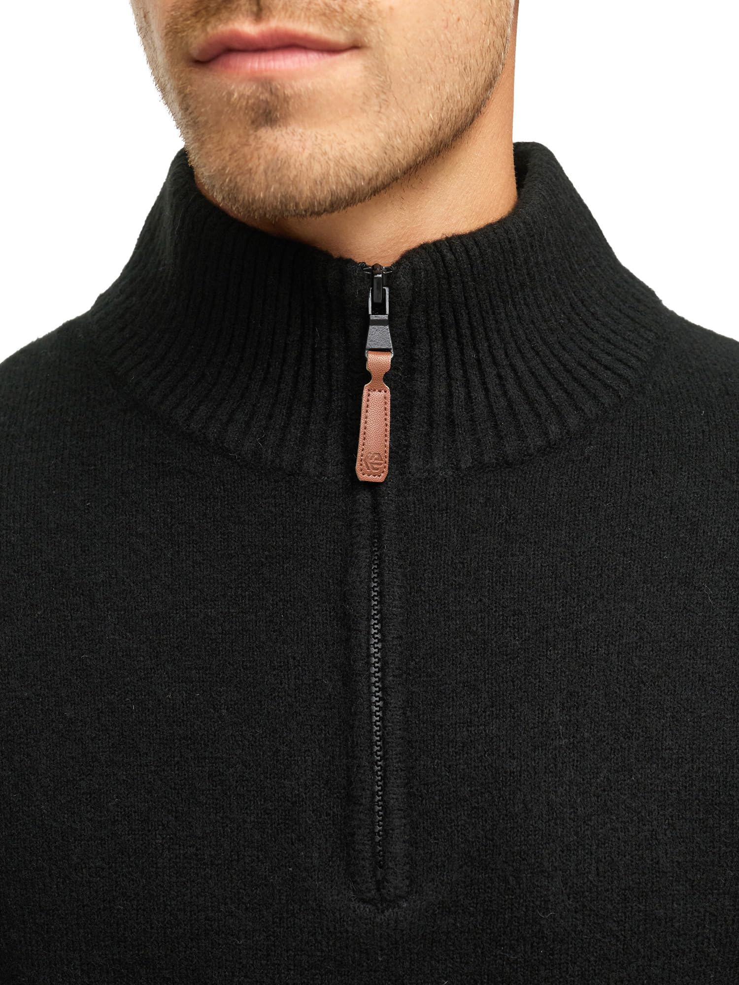 Indicode Jersey de punto fino INTrax de media cremallera para hombre con cuello alto y cremallera | Jersey de punto para hombre