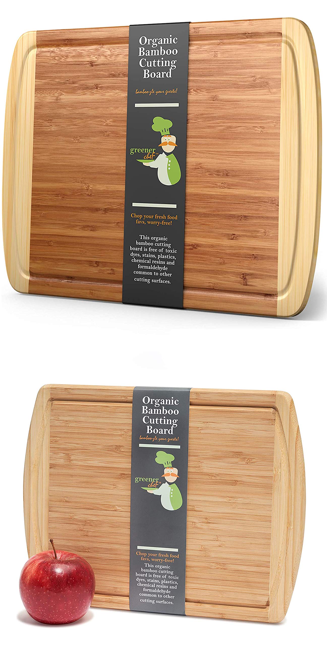 Extra Large Bamboo Cutting Board and Small Bamboo Cutting Board by Greener Chef