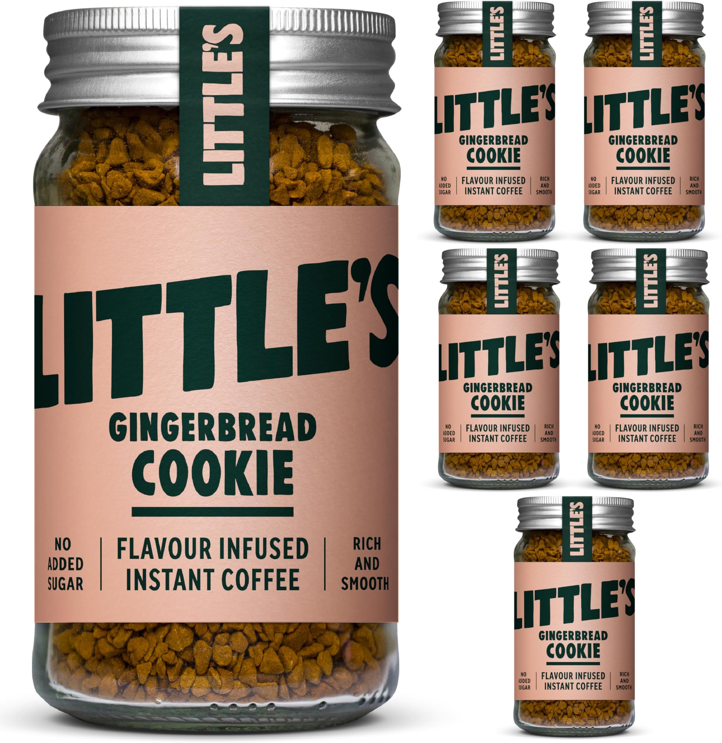 Little's Gingerbread Cookie Flavoured Instant Coffee, 6 Pack (50g x 6) - Rich & Smooth Coffee, Infused With Gingerbread Cookie Flavour - Vegan Friendly, Low Calories, No Added Sugar